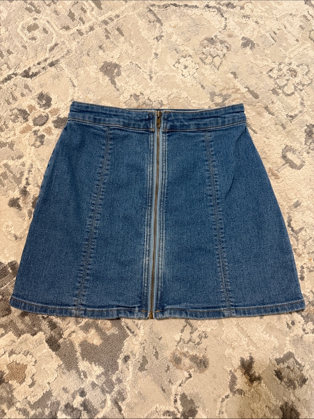 Forever 21 Dark Blue Denim Zip-Front Mini Skirt